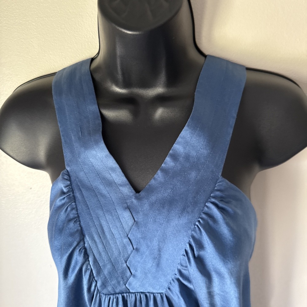 Flounce Silk Blouse Womens Size XS‎ Blue Strappy Sleeveless Top Classy Layering